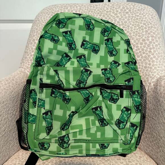 Minecraft Creeper Backpack Green Black All Over Print 17" - Picture 1 of 4